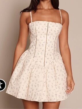 PrettyLittleThing Cream Mini Dress with Purple Floral Print
